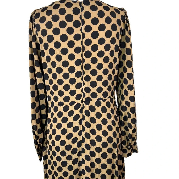 Rachel Pally Polka Dot Puff Sleeve Midi Dress Tan‎ Black Size Medium - Picture 7 of 11